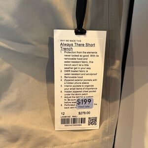 lululemon athletica Always There Short Trench - Cream